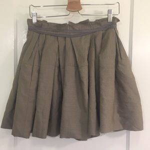 Pleated Taupe/Grey Striped Skirt